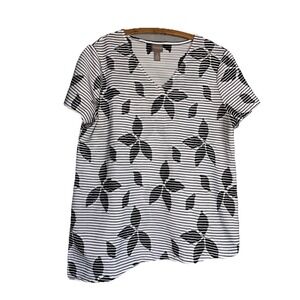 Chico's Semi-Sheer Textured Print Short Sleeve Blouse Shirt Chico's Size 2 Large